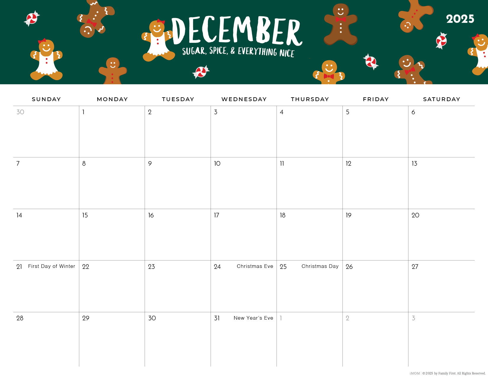 2025-2026 Foodie Printable Calendars For Moms - Imom for Imom Printable Calendar December 2025