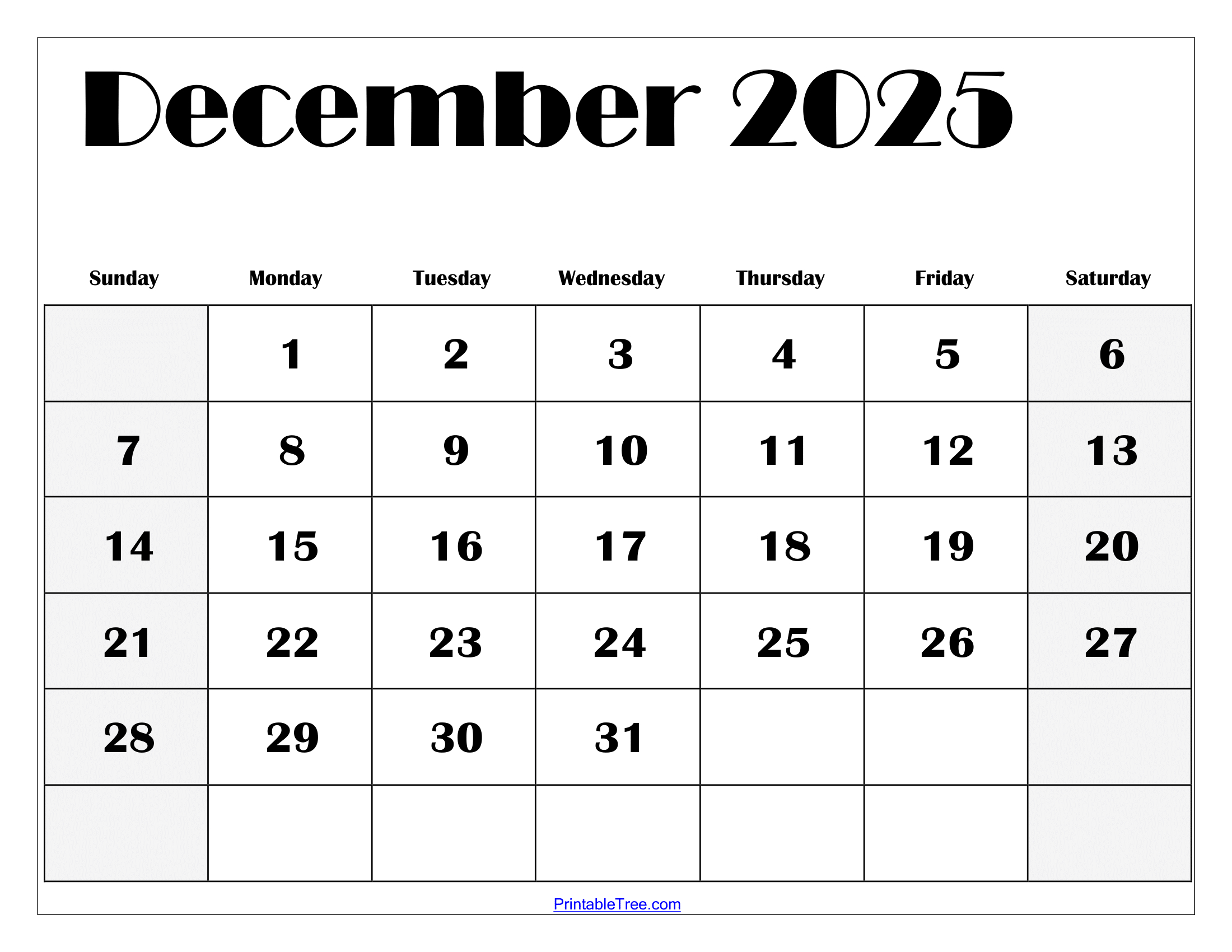 December 2025 Calendar Printable Pdf Template With Holidays intended for Blank Calendar December 2025 Free Printable