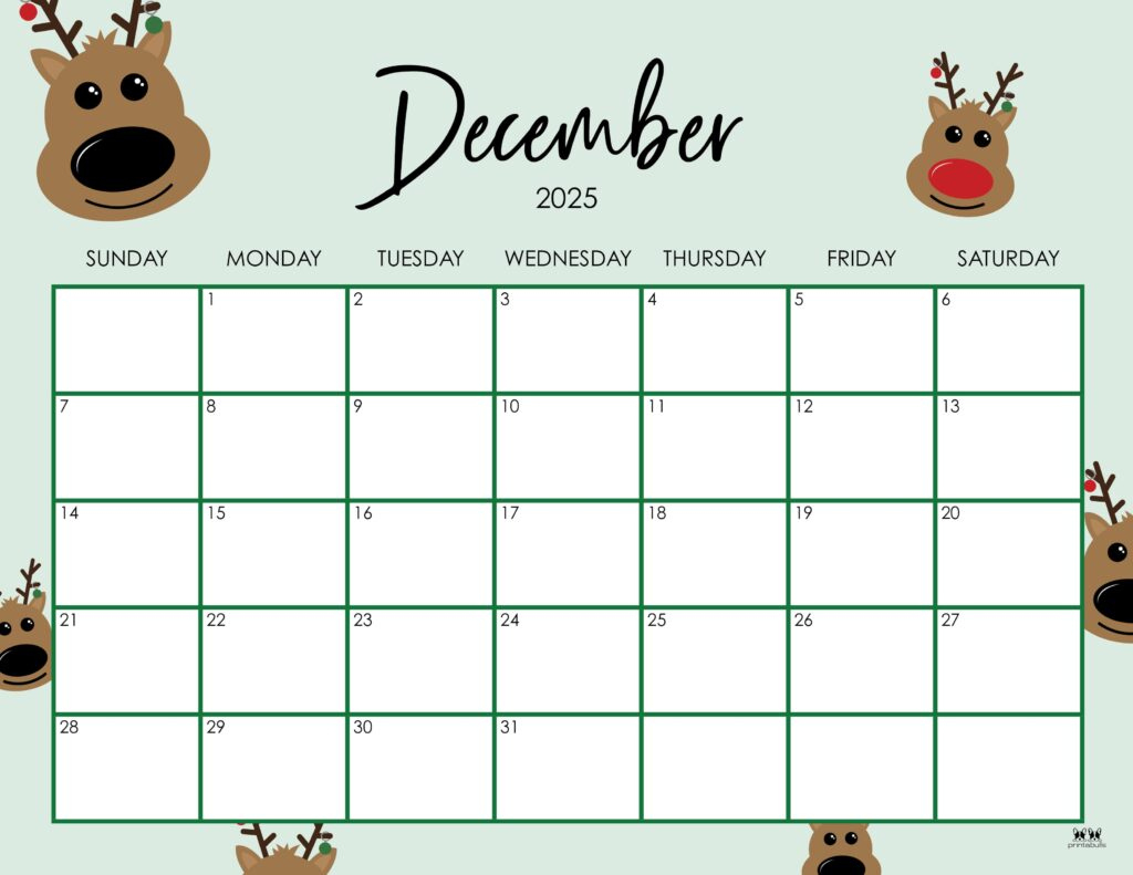 December 2025 Calendars - 107 Free Printables | Printabulls intended for December 2025 Calendar Printable Cute