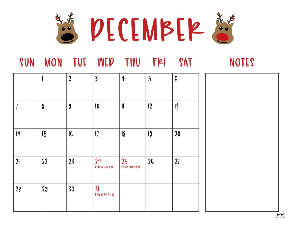 December 2025 Calendars - 107 Free Printables | Printabulls intended for Printable December 2025 Calendar Christmas