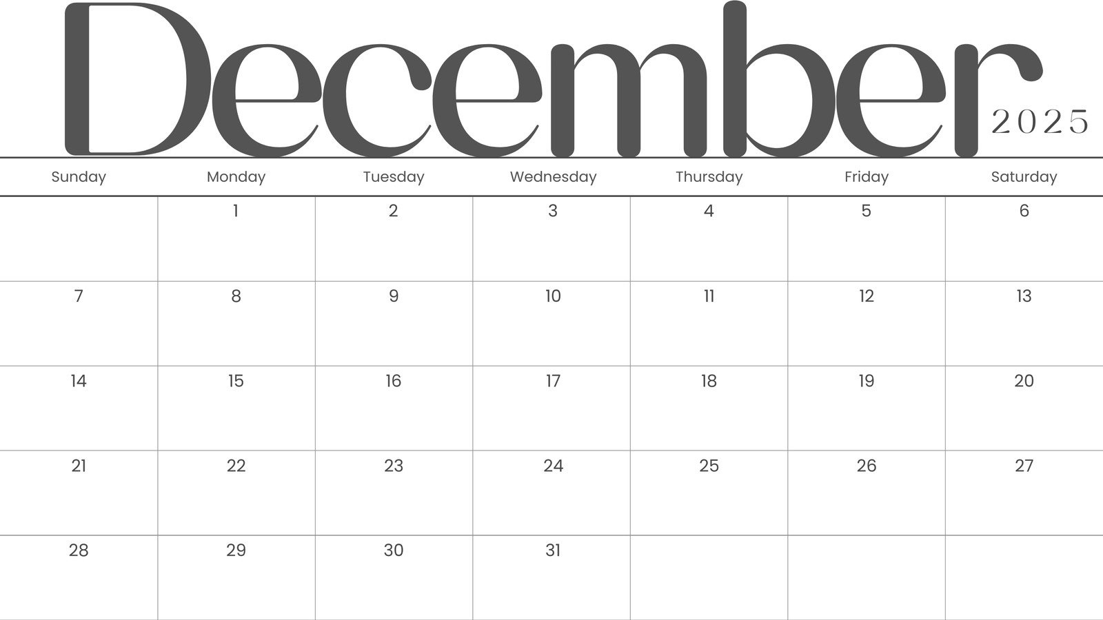 Free, Printable December 2025 Calendar Templates | Canva pertaining to Blank Calendar December 2025 Printable