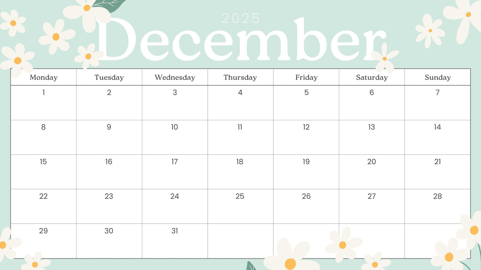 Free, Printable December 2025 Calendar Templates | Canva regarding Small December 2025 Calendar Printable