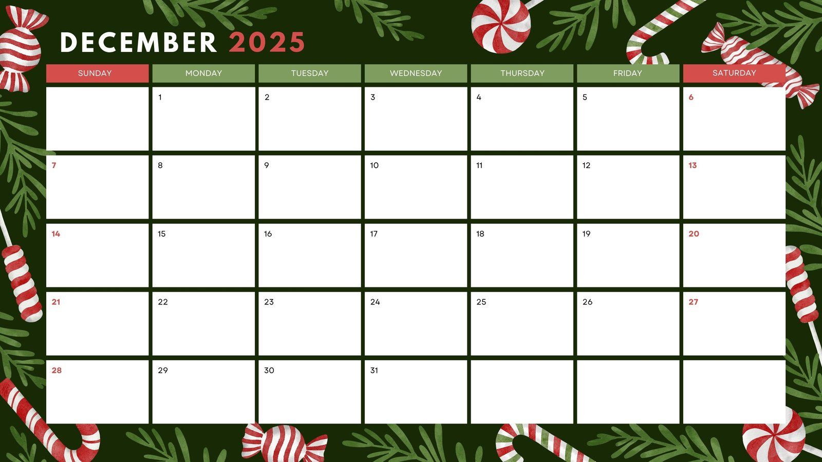 Free, Printable December 2025 Calendar Templates | Canva with December 2025 Daily Calendar Printable