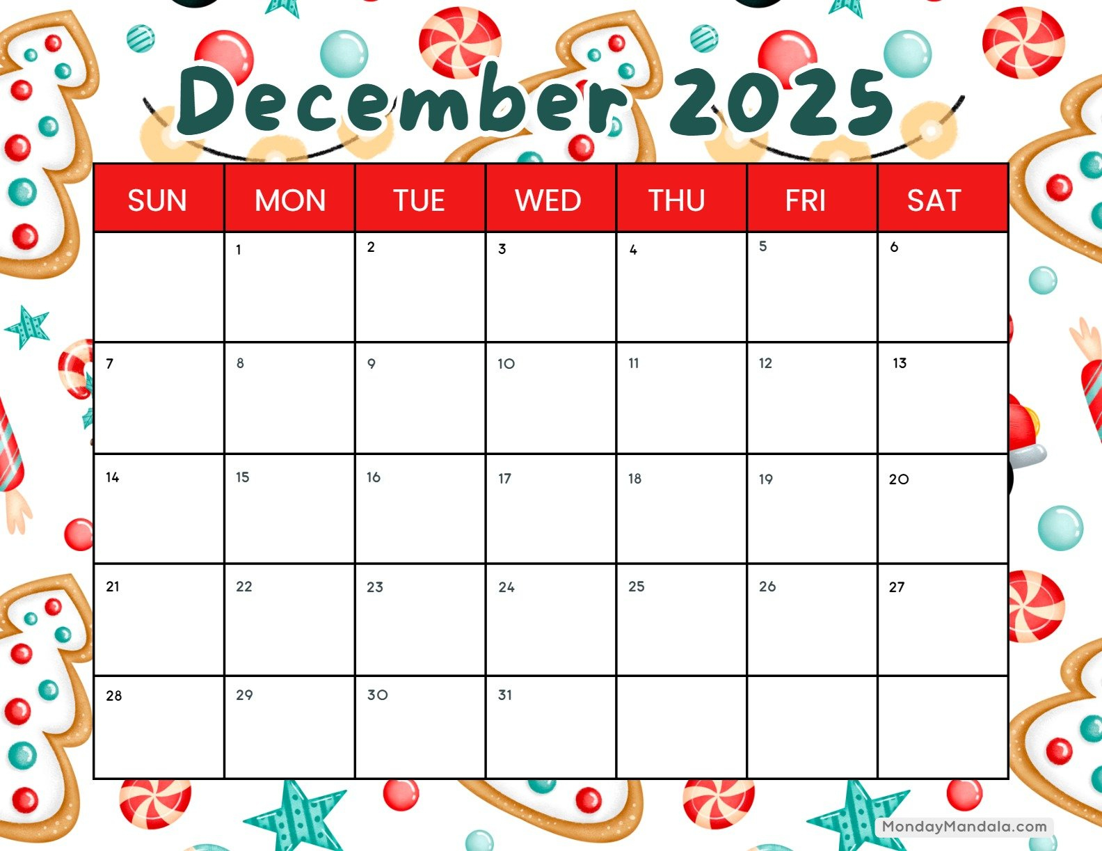 Printable Calendars For 2025 &amp;amp; 2026 (Free Pdfs) in Calendar Printable December 2025