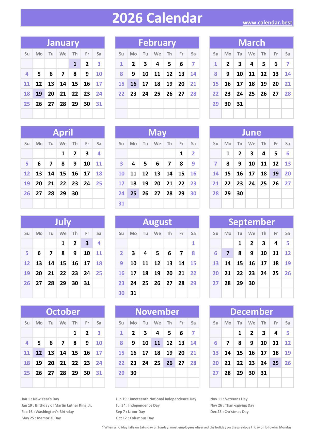 2026 Calendar With Holidays (Us Federal Holidays) pertaining to General Blue March 2026 Calendar