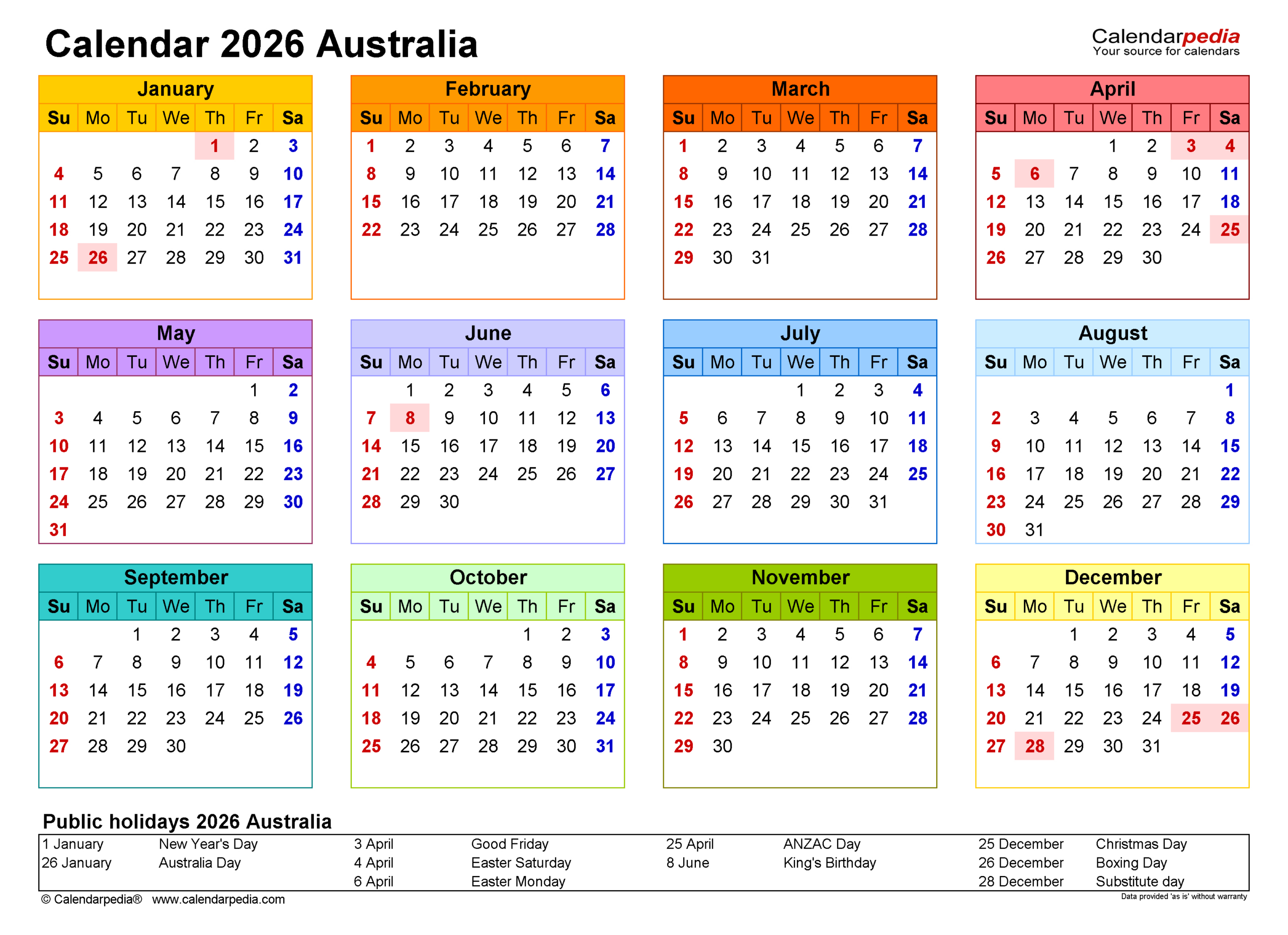 Australia Calendar 2026 - Free Printable Pdf Templates with March Calendar 2026 Australia