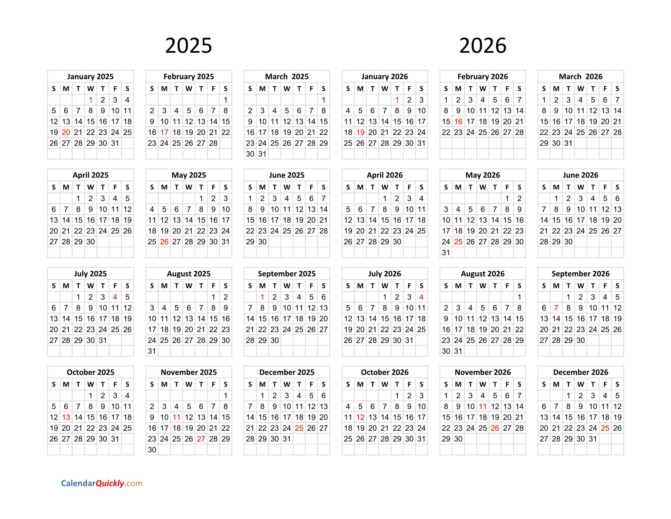 Calendar 2025 And 2026 On One Page | Calendar Quickly pertaining to Free Printable Calendar April 2025 to March 2026