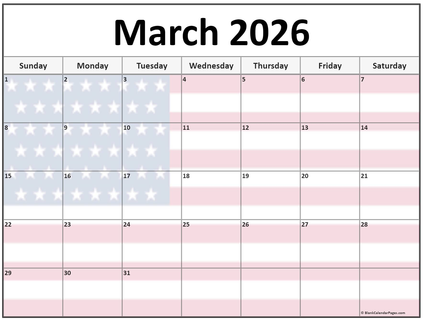 Collection Of March 2026 Photo Calendars With Image Filters. intended for March 2026 Printable Calendar Wiki