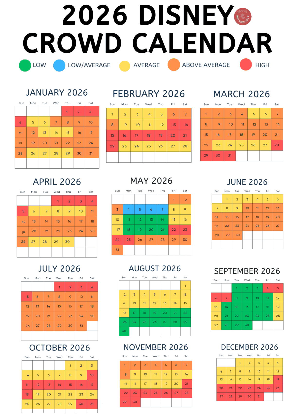 Disney World Crowd Calendar 2026 throughout Disney World March 2026 Crowd Calendar