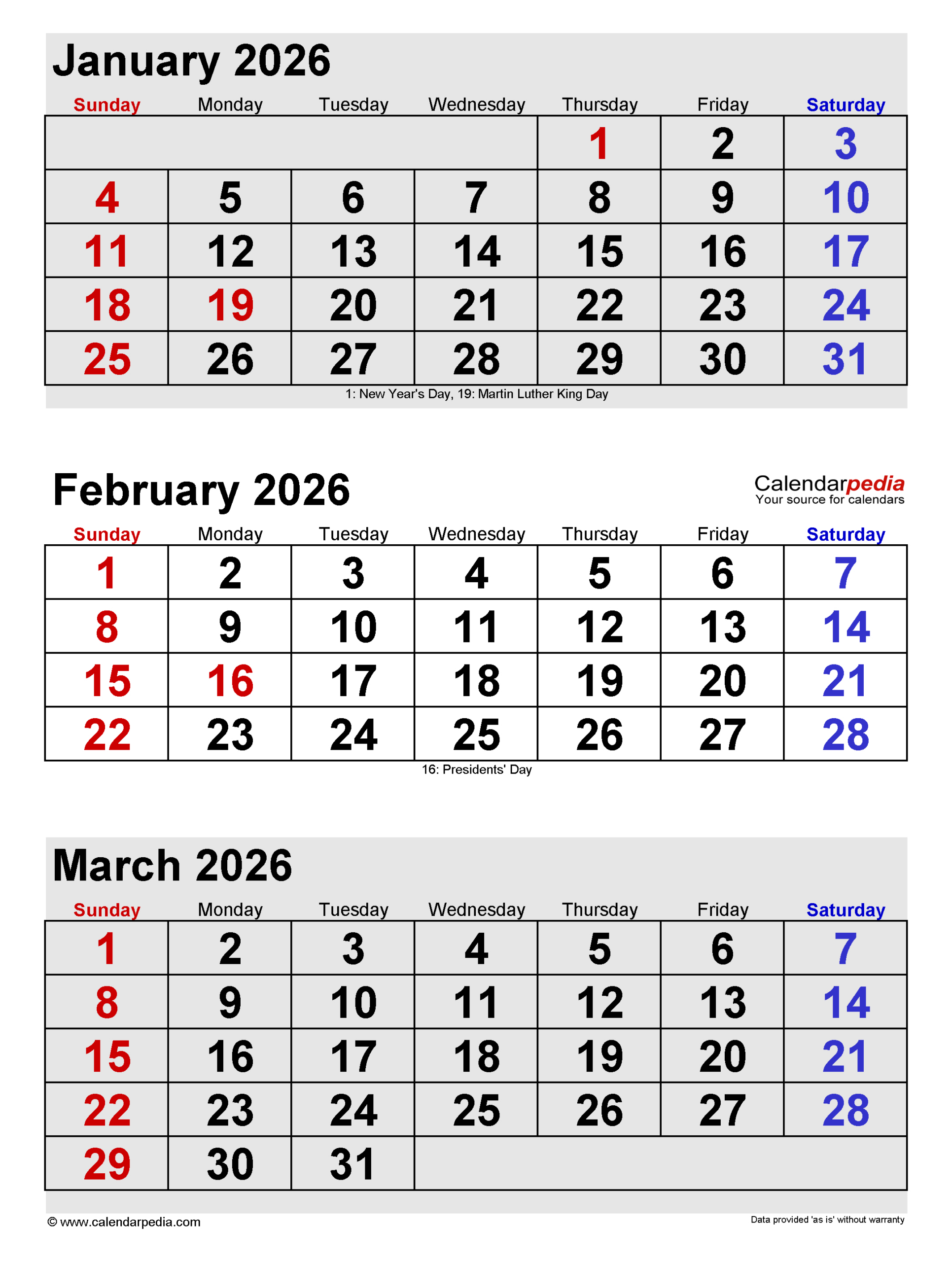 February 2026 Calendar | Templates For Pdf, Excel And Word with January to March Calendar 2026
