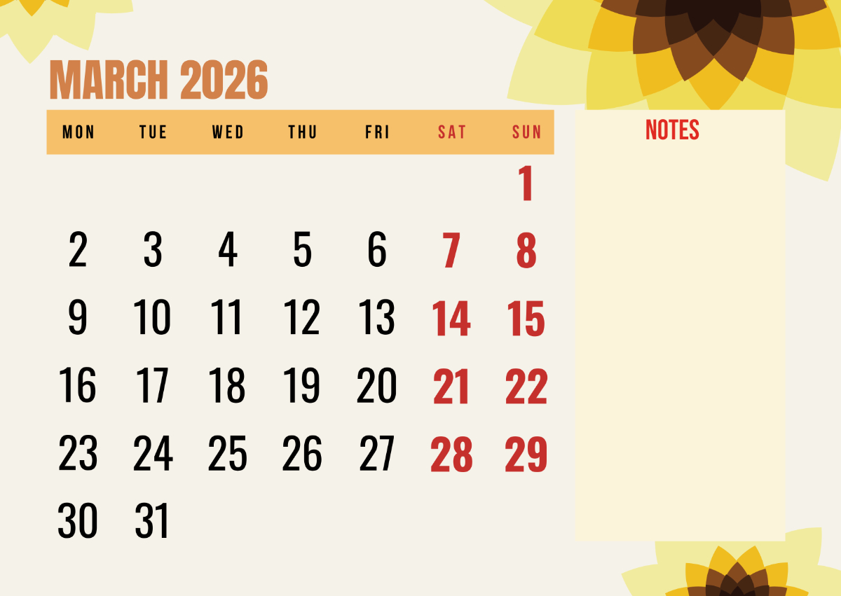 Free March 2026 Monday-Start Calendar Template To Edit Online pertaining to Printable Calendar March 2026 Starting Monday