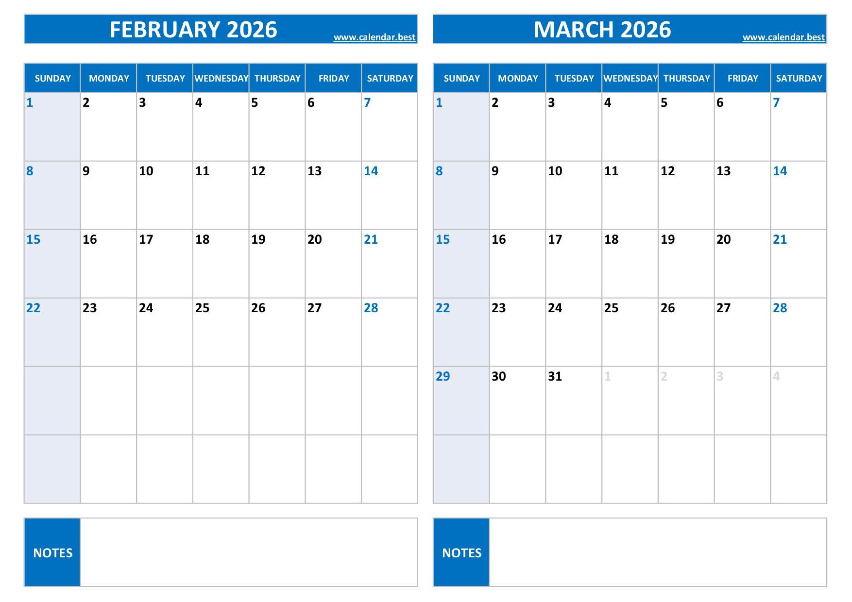 Free Printable Calendars 2026 &amp;amp; 2027 🗓 | Plan Ahead &amp;amp; Stay within Jan Feb and March 2026 Calendar Fre Printable