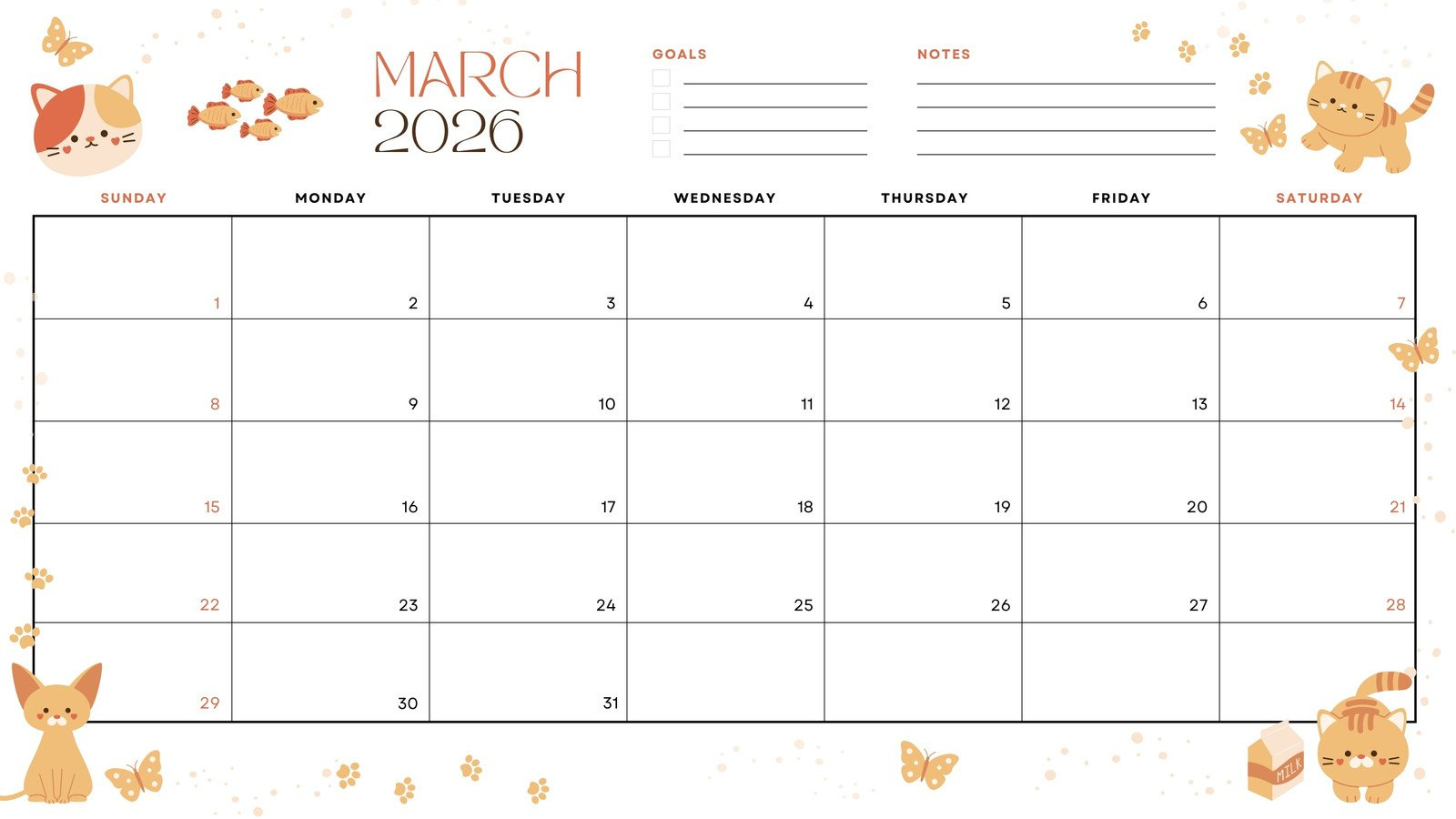 Free To Edit And Print March 2026 Calendar Templates | Canva in March 2026 Month Calendar Printable