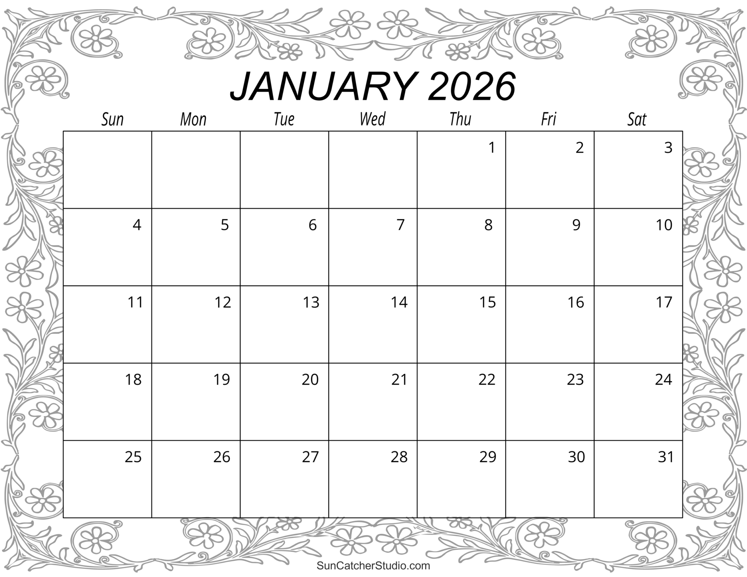 January 2026 Calendar (Free Printable) – Free Printables with Printable Calendar 2026 January To March