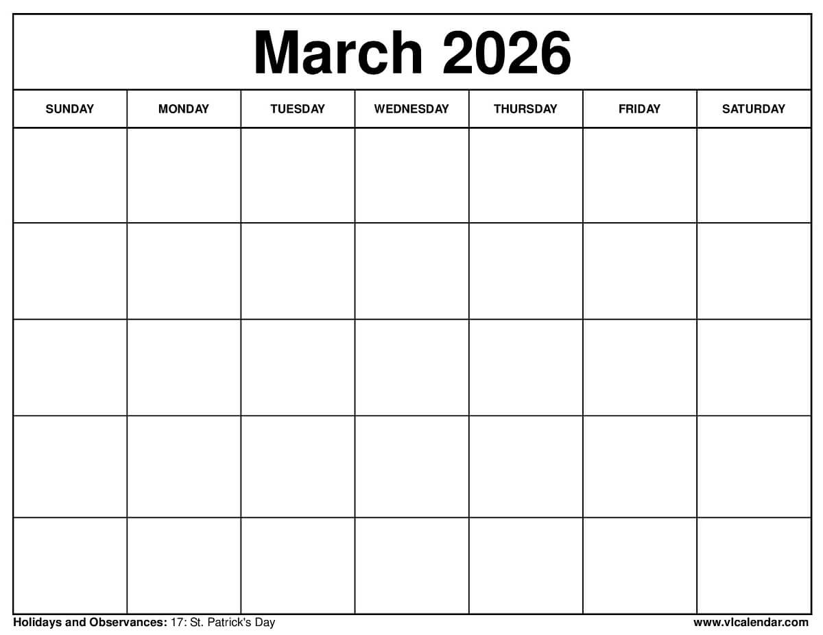 March 2026 Calendar: Dst &amp;amp; Spring Guide throughout March Calendar 2026
