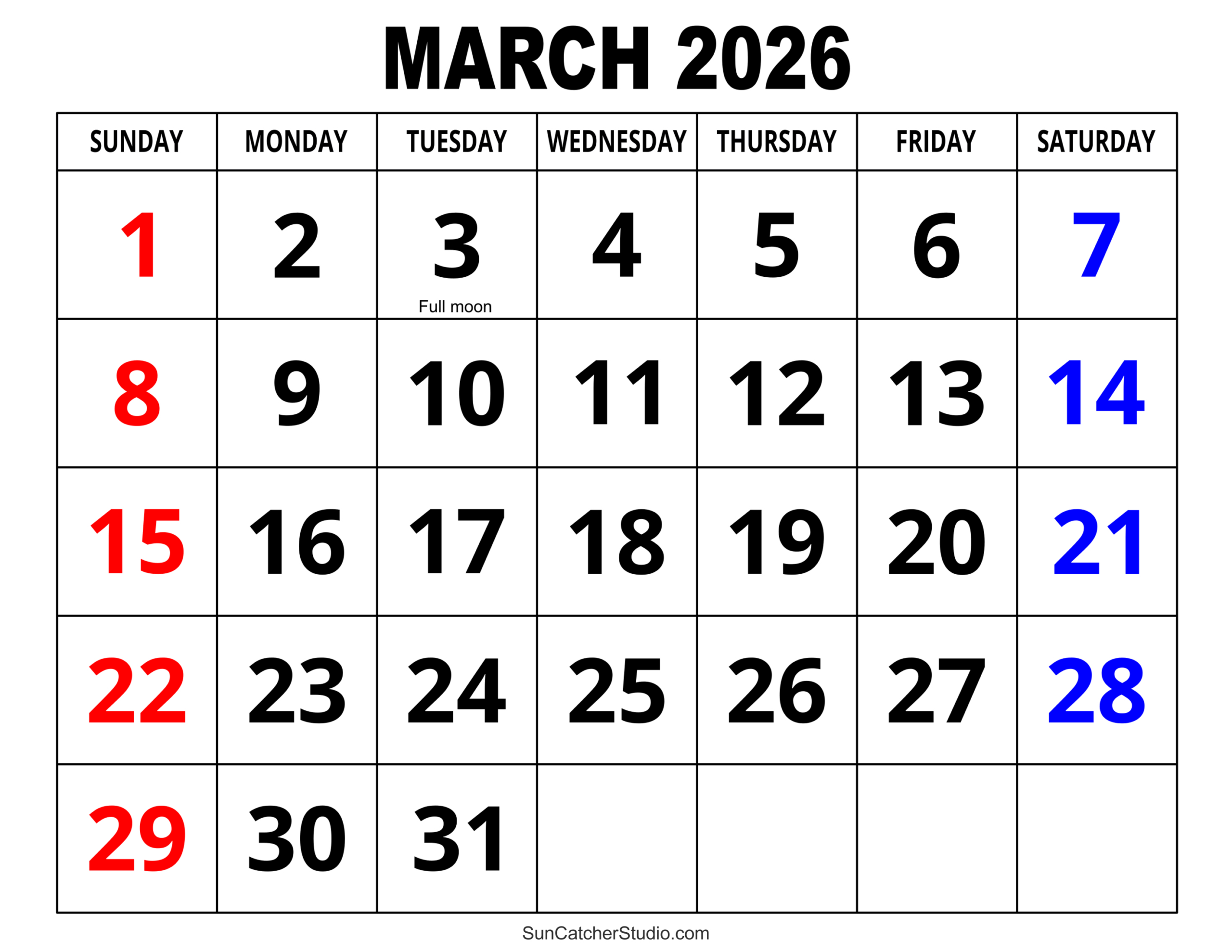March 2026 Calendar (Free Printable) – Free Printables, Lettering with Calendar of March 2026