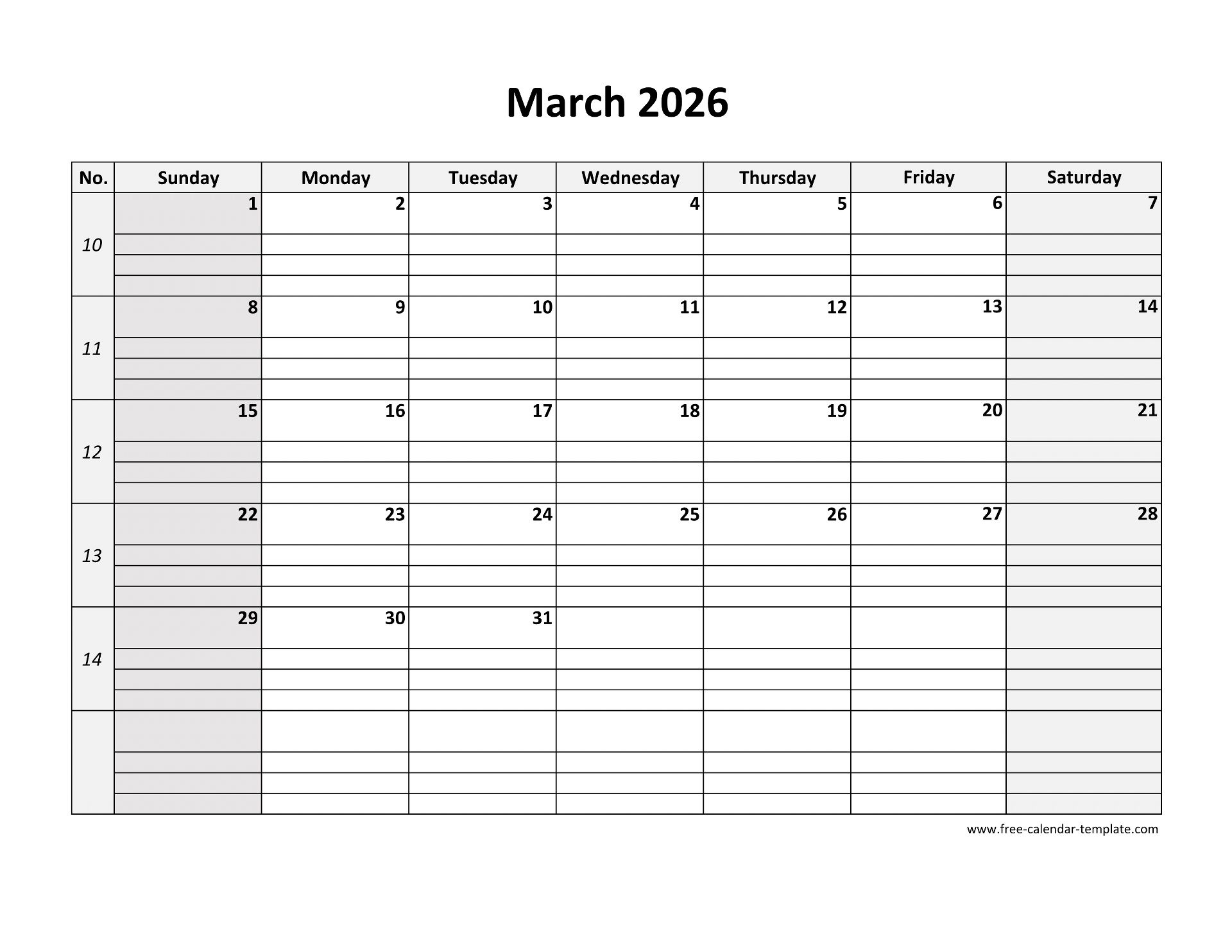 March 2026 Calendar Free Printable With Grid Lines Designed regarding March Calendar 2026 with Lines