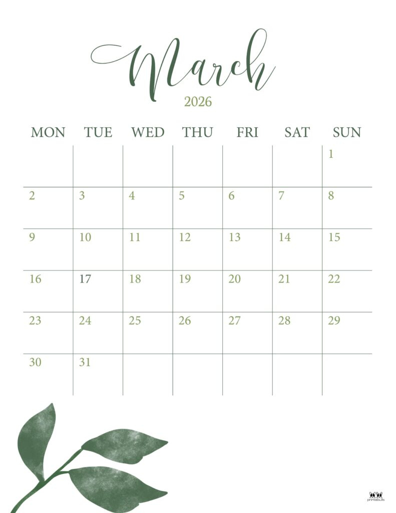 March 2026 Calendars - 150 Free Printables | Printabulls for Show Me March Calendar 2026