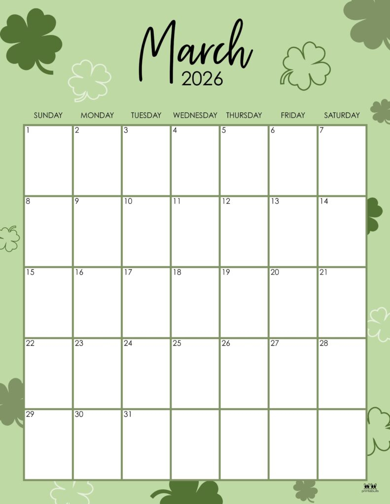 March 2026 Calendars - 150 Free Printables | Printabulls inside March Calendar 2026 Printable Free 11X17
