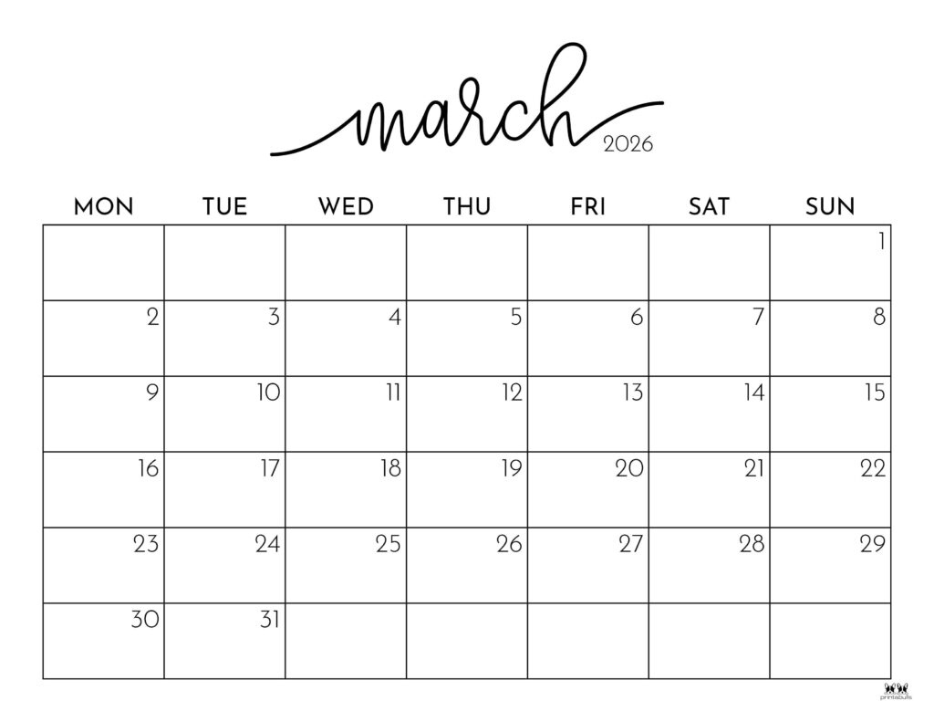March 2026 Calendars - 150 Free Printables | Printabulls inside March Printable Calendar 2026