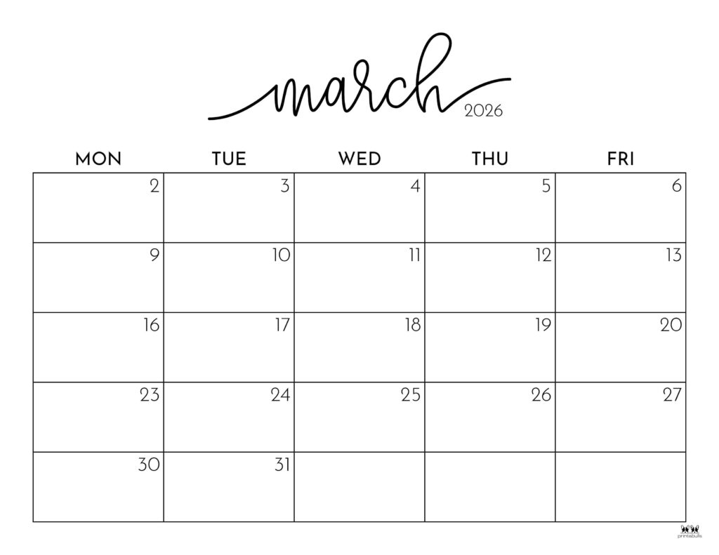 March 2026 Calendars - 150 Free Printables | Printabulls with regard to Calendar Template March 2026 Printable