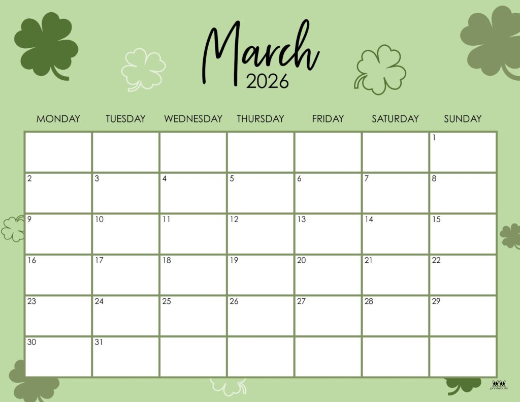 March 2026 Calendars - 150 Free Printables | Printabulls with regard to Printable Calendar March 2026 Monday Start