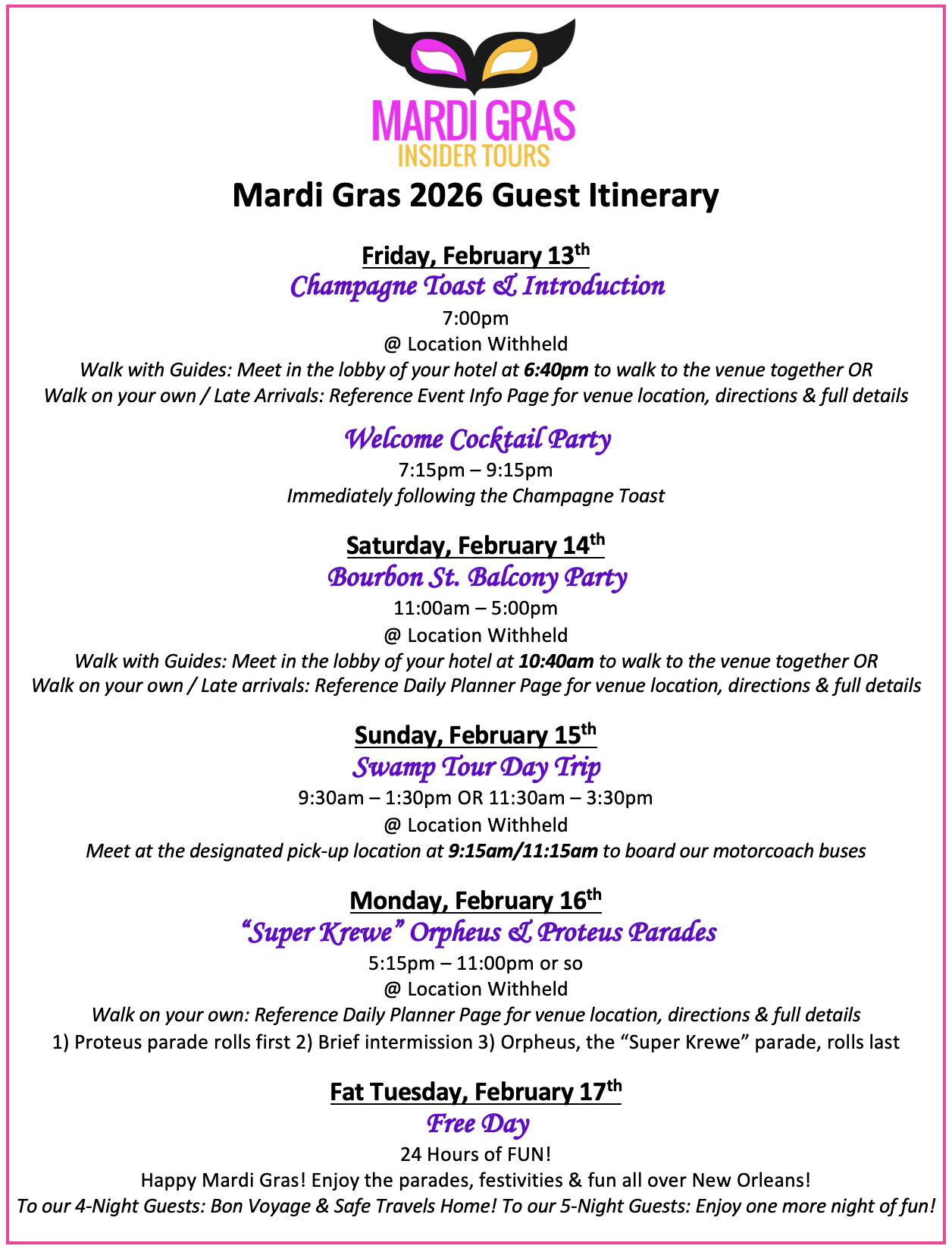 Mardi Gras 2026: Event Itinerary — Mardi Gras Insider Tours regarding New Orleans Calendar of Events March 2026
