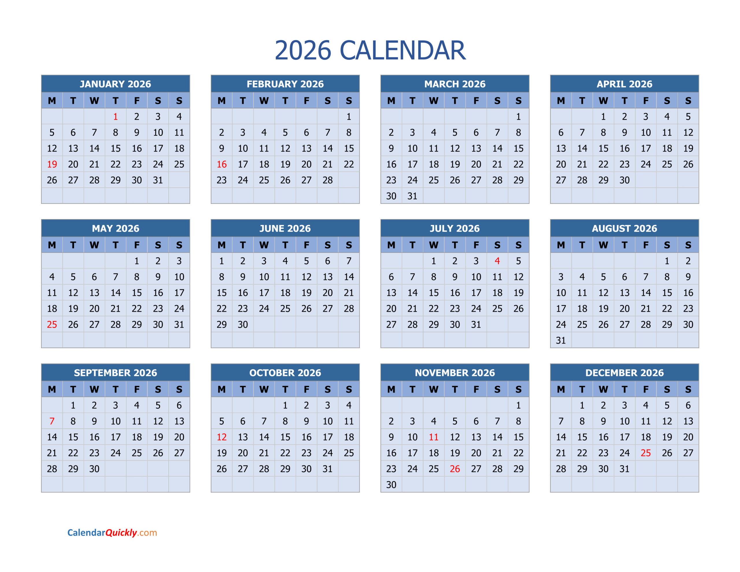 Monday 2026 Calendar Horizontal | Calendar Quickly with regard to March Calendar 2026 Sri Lanka