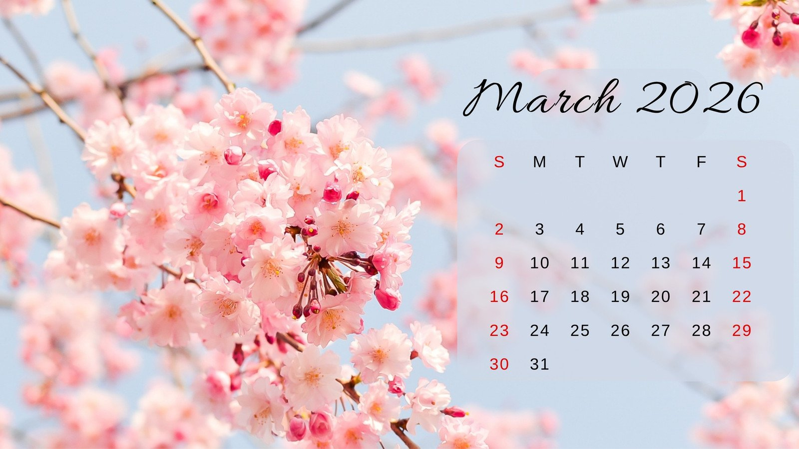 Page 2 - Free And Customizable Spring Desktop Wallpaper Templates for March 2026 Calendar Wallpaper