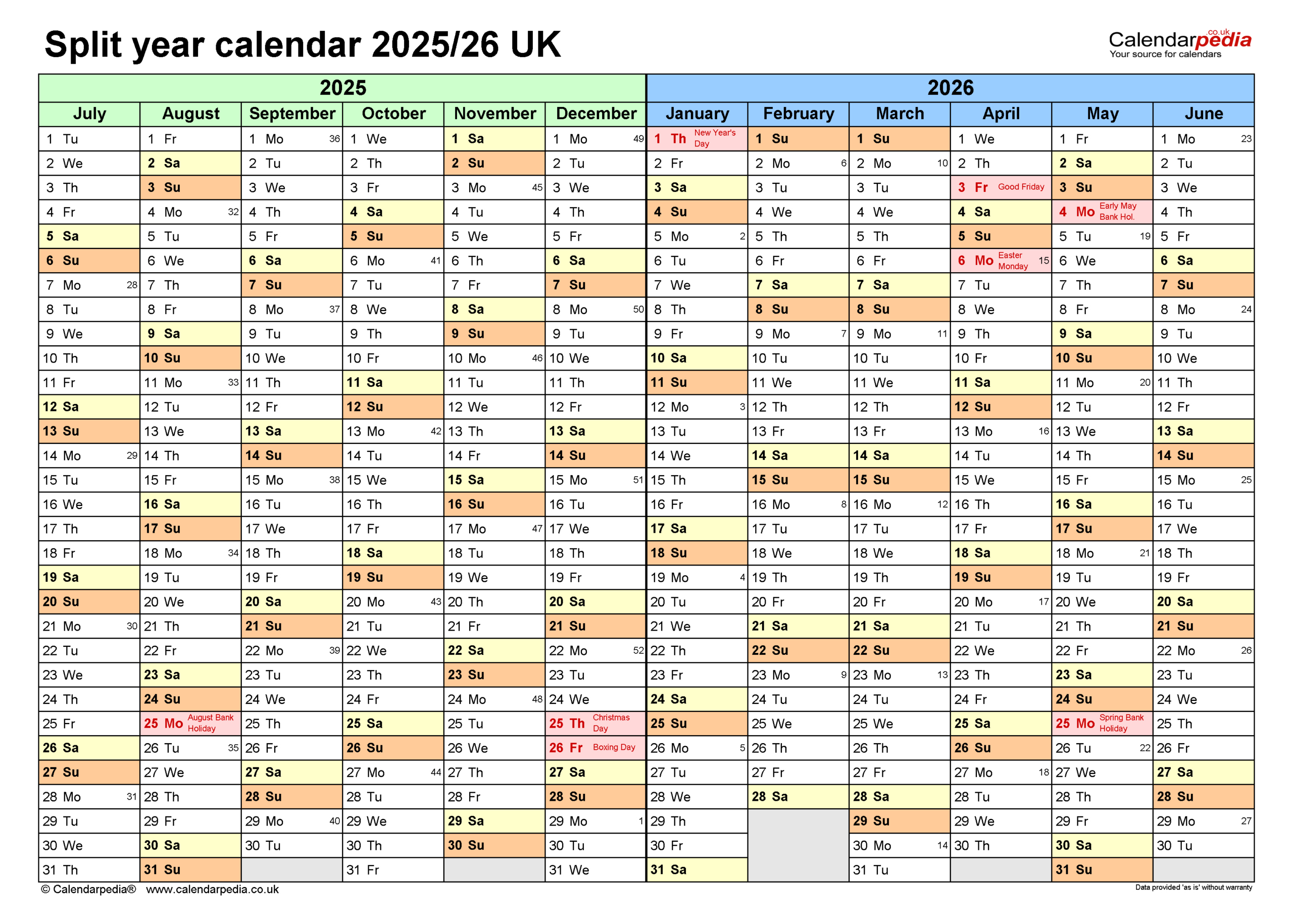 Split Year Calendars 2025/26 Uk (July To June) For Pdf for Printable Calendar April 2025 to March 2026