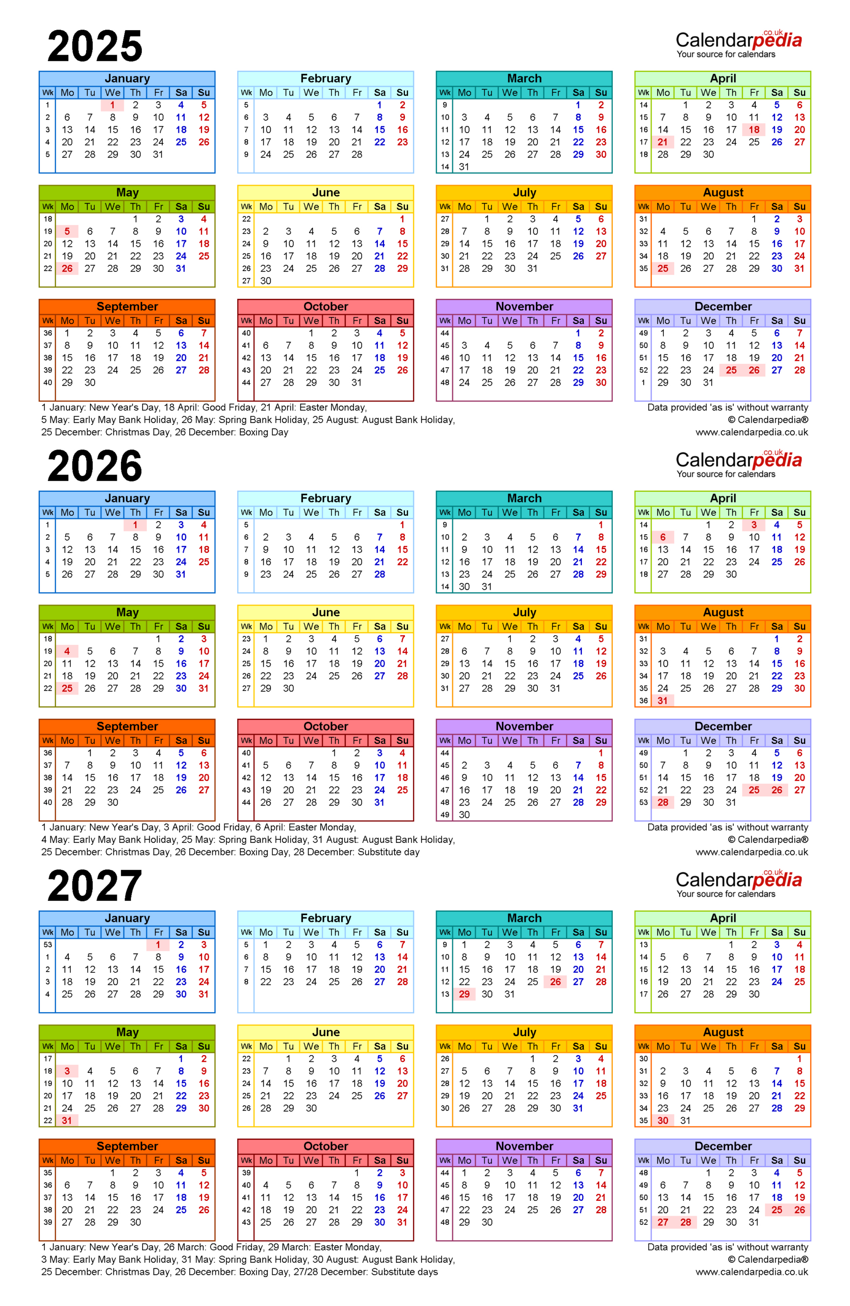 Three Year Calendars For 2025, 2026 And 2027 (Uk) For Pdf within Printable Calendar April 2025 to March 2026