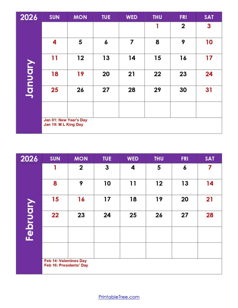 Two Months Calendar 2026 Printable Pdf | Double Month Calendar throughout Printable Calendar 2026 Jan Feb March